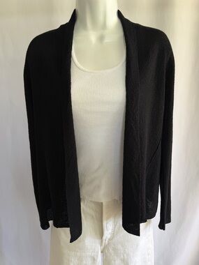 Eileen Fisher 100% Wool Knit Open Front Sweater Cardigan Size Small